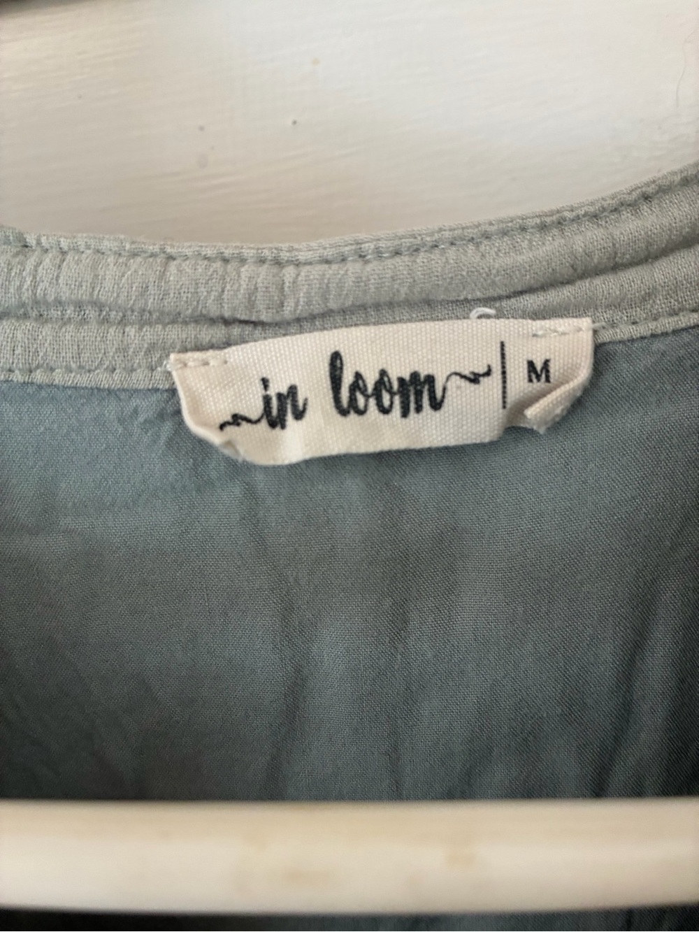 Sage Green Floral Embroidered Peasant Blouse - Picture 2 of 3